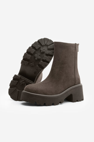 Kadın Kalın Topuklu Günlük Bot Lofani - Kahve Süet