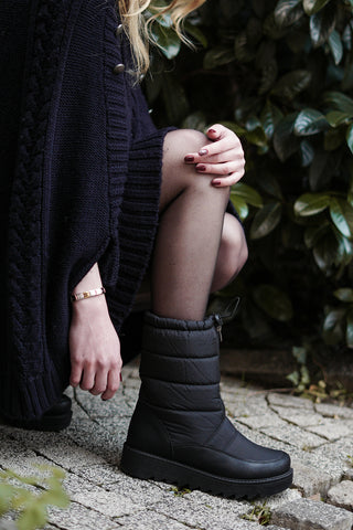 Kadın Kürklü  Kar Botu Deviza - Siyah