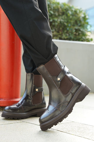 Kadın Lastikli Günlük Bot Sarfen - Kahve