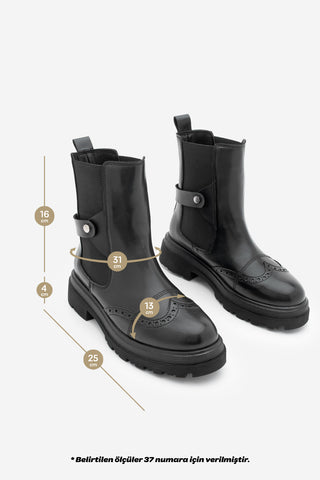 Kadın Lastikli Günlük Bot Sarfen - Siyah