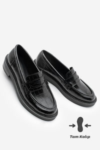 Kadın Loafer Günlük Ayakkabı Fonle - Siyah Croco