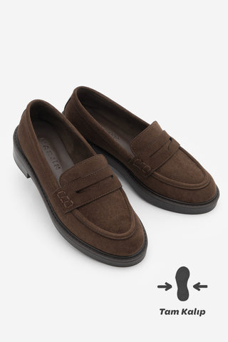 Kadın Loafer Günlük Ayakkabı Fonle - Kahve Süet