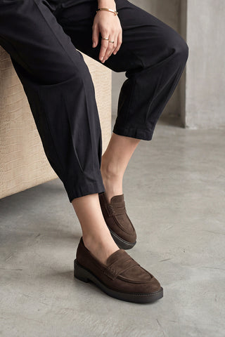 Kadın Loafer Günlük Ayakkabı Fonle - Kahve Süet