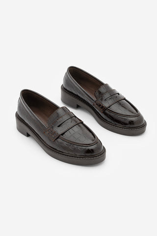 Kadın Loafer Günlük Ayakkabı Fonle - Kahve Croco