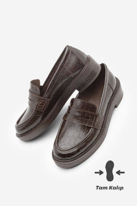 Kadın Loafer Günlük Ayakkabı Fonle - Kahve Croco