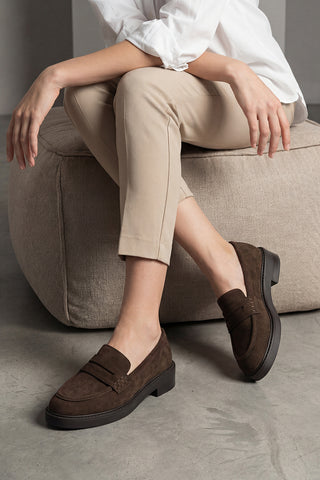 Kadın Loafer Günlük Ayakkabı Fonle - Kahve Süet