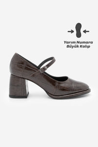 Kadın Loafer Günlük Topuklu Ayakkabı Vikas - Kahve Croco