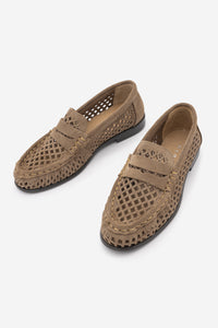 Kadın Loafer Hakiki Deri Delikli Büzgülü Günlük Ayakkabı Lorpe - Camel Süet