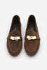 Kadın Loafer Hakiki Deri Tokalı Günlük Ayakkabı Nador - Kahve Süet