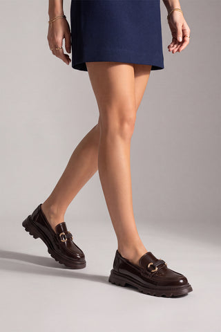 Kadın Loafer  Tokalı Günlük Ayakkabı Kinles - Kahve