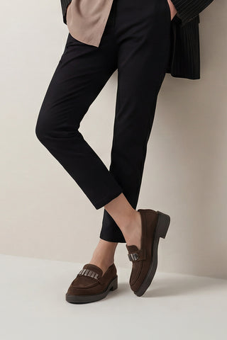 Kadın Loafer Tokalı Günlük Ayakkabı Vilyum - Kahve Süet