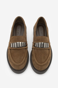 Kadın Loafer Tokalı Günlük Ayakkabı Vilyum - Taba Süet