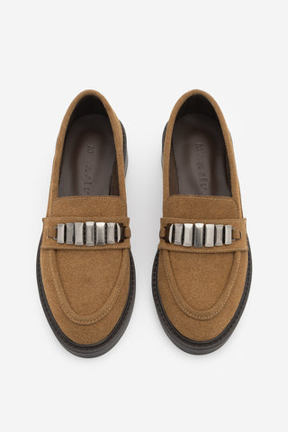 Kadın Loafer Tokalı Günlük Ayakkabı Vilyum - Taba Süet