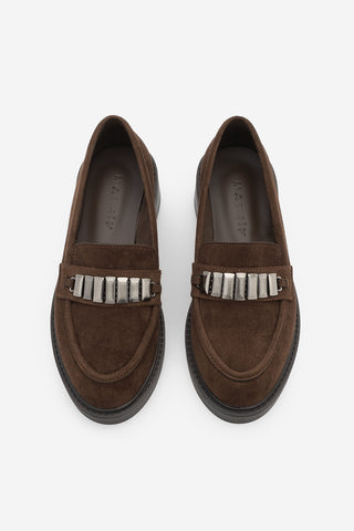 Kadın Loafer Tokalı Günlük Ayakkabı Vilyum - Kahve Süet