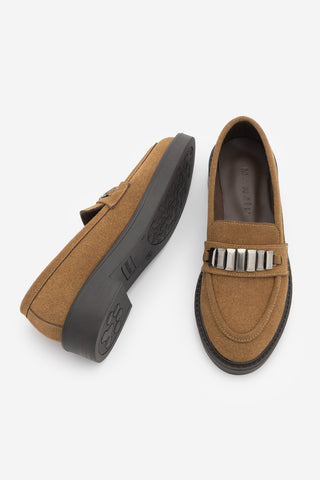 Kadın Loafer Tokalı Günlük Ayakkabı Vilyum - Taba Süet