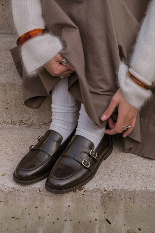 Kadın Loafer Tokalı Çift Bantlı Günlük Ayakkabı Ovora - Kahve