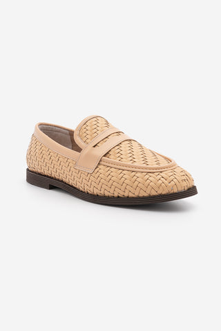 Kadın Loafer Örgü Desen Günlük Ayakkabı Karnel - Camel