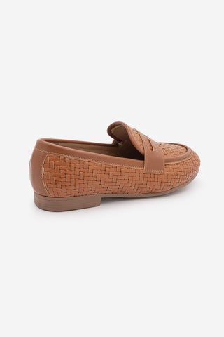 Kadın Loafer Örgü Desen Günlük Ayakkabı Karnel - Taba