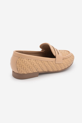 Kadın Loafer Örgü Desen Günlük Ayakkabı Karnel - Camel