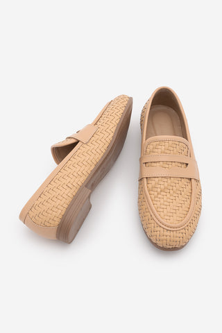 Kadın Loafer Örgü Desen Günlük Ayakkabı Karnel - Camel