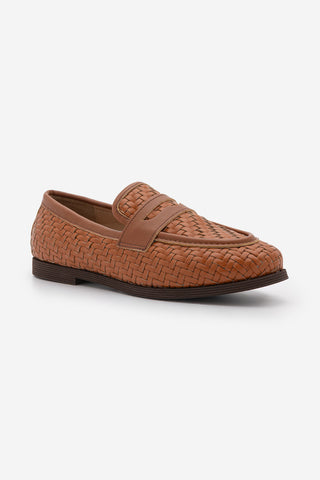 Kadın Loafer Örgü Desen Günlük Ayakkabı Karnel - Taba