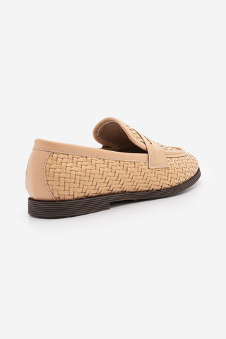 Kadın Loafer Örgü Desen Günlük Ayakkabı Karnel - Camel