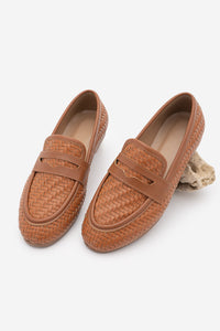 Kadın Loafer Örgü Desen Günlük Ayakkabı Karnel - Taba