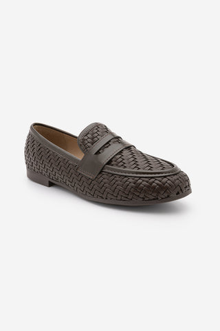 Kadın Loafer Örgü Desen Günlük Ayakkabı Karnel - Kahve