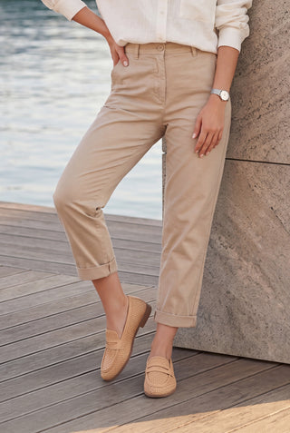 Kadın Loafer Örgü Desen Günlük Ayakkabı Karnel - Camel