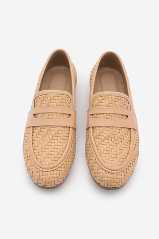 Kadın Loafer Örgü Desen Günlük Ayakkabı Karnel - Camel