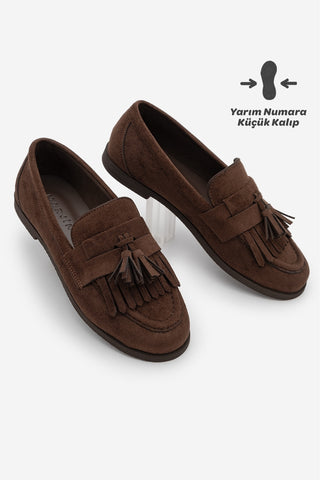 Kadın Loafer Günlük Ayakkabı Petlin - Kahve Süet