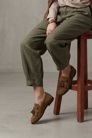 Kadın Loafer Günlük Ayakkabı Petlin - Taba Süet