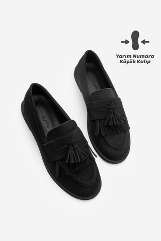 Kadın Loafer Günlük Ayakkabı Petlin - Siyah Süet