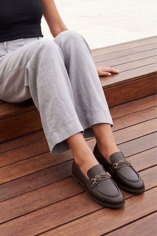 Kadın Loafer Taşlı Günlük Ayakkabı Savira - Kahve