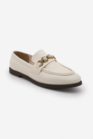 Kadın Loafer Taşlı Günlük Ayakkabı Savira - Ekru