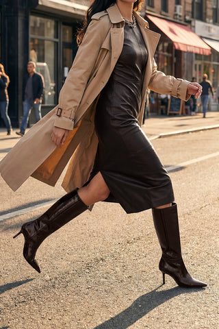 Kadın Fermuarsız Topuklu Çizme Gasev - Kahve