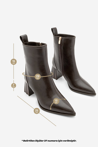 Kadın Sivri Burun Topuklu Bot Esvon - Kahve
