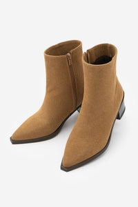 Kadın Sivri Burun Topuklu Bot Vorsis - Taba Süet