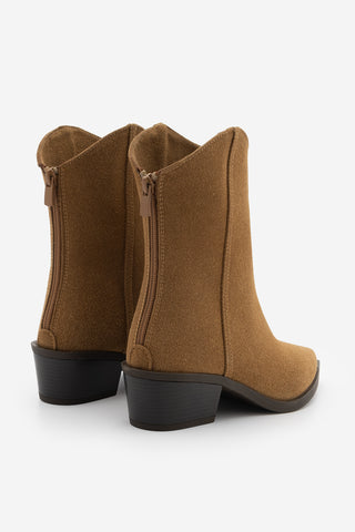 Kadın Sivri Burun Western Bot Vildo - Taba Süet
