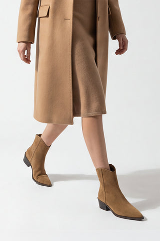 Kadın Sivri Burun Western Bot Vildo - Taba Süet