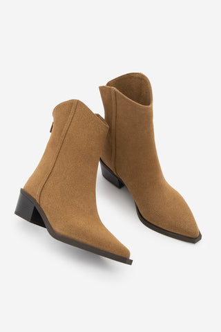 Kadın Sivri Burun Western Bot Vildo - Taba Süet