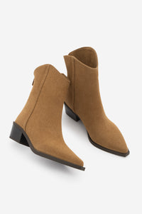 Kadın Sivri Burun Western Bot Vildo - Taba Süet