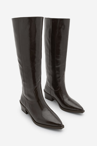 Kadın Sivri Burun Western Çizme Mivez - Kahve