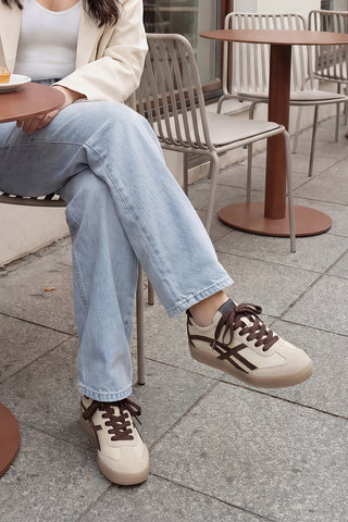 Kadın Sneaker Bağcıklı Spor Ayakkabı Alvena - Kahve