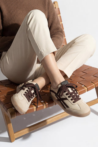 Kadın Sneaker Bağcıklı Spor Ayakkabı Alvena - Kahve