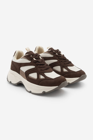 Kadın Sneaker Kalın Taban Spor Ayakkabı Vader - Kahve Süet