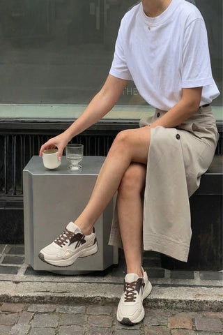 Kadın Sneaker Kalın Taban Sneaker Spor Ayakkabı Batira - Bej