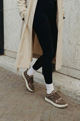 Kadın Sneaker Kalın Taban Spor Ayakkabı Aryan - Kahve Süet