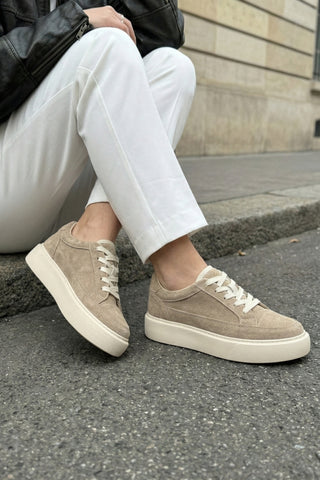 Kadın Sneaker Kalın Taban Spor Ayakkabı Domen - Bej Süet