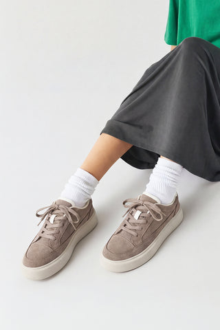 Kadın Sneaker Kalın Taban Spor Ayakkabı Domen - Vizon Süet